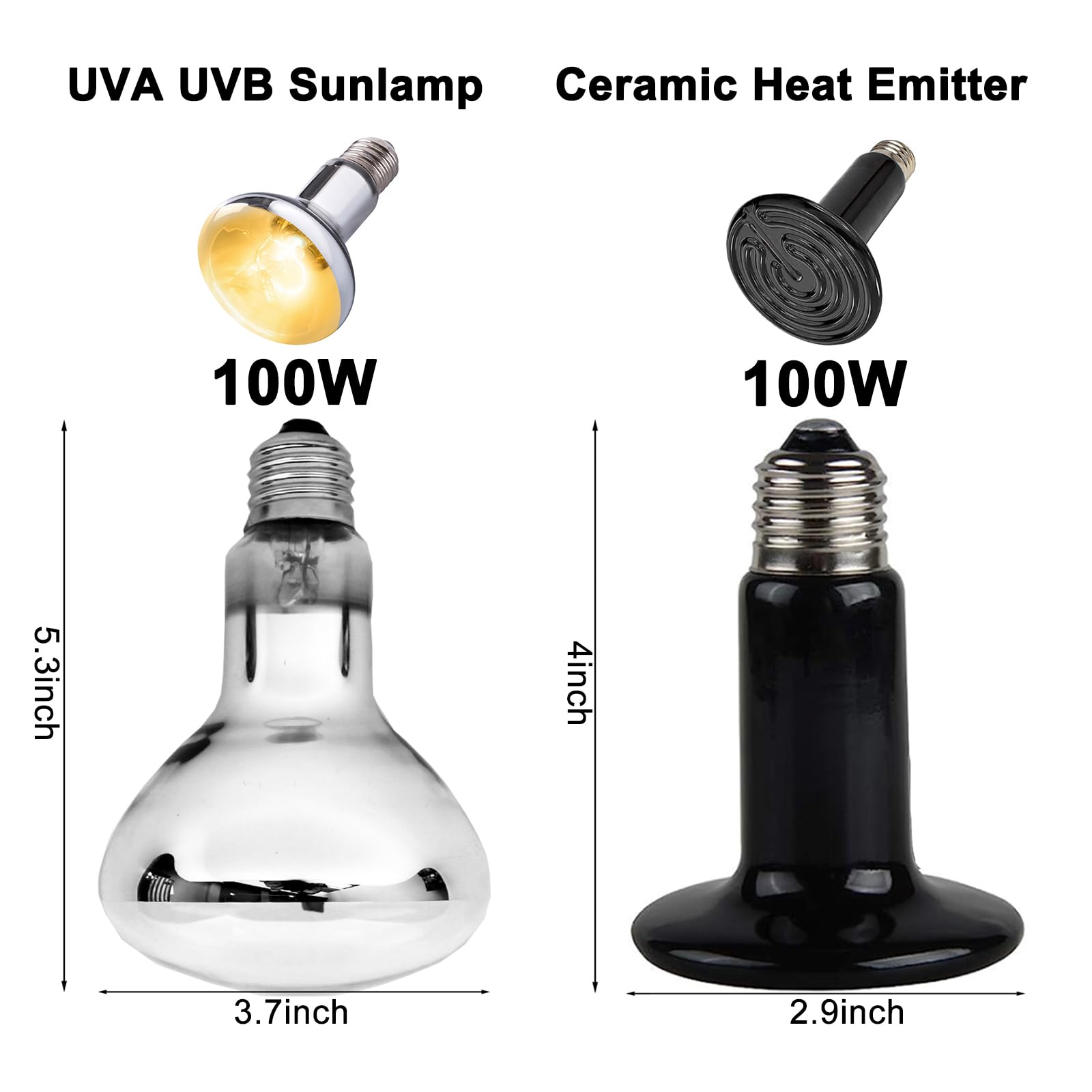 15inch Dual Reptile Light Fixture Max 150W Dual Reptile Heat Lamp Fixture with 100W UVA UVB Sun Lamp Ceramic Heat Emitter Double Dome Lamp Fixture for Reptile Terrarium and Tortoise Habita DXOPHIEX